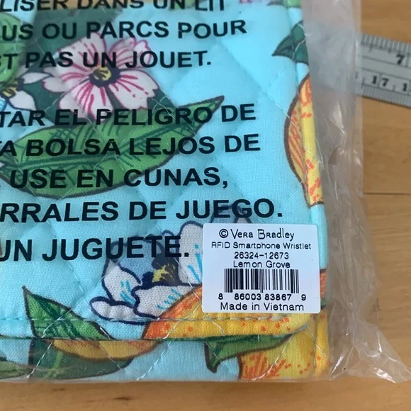 Vera Bradley RFID Protect Smartphone Wristlet Teal Yellow "Lemon Grove"  NEW - Picture 11 of 11